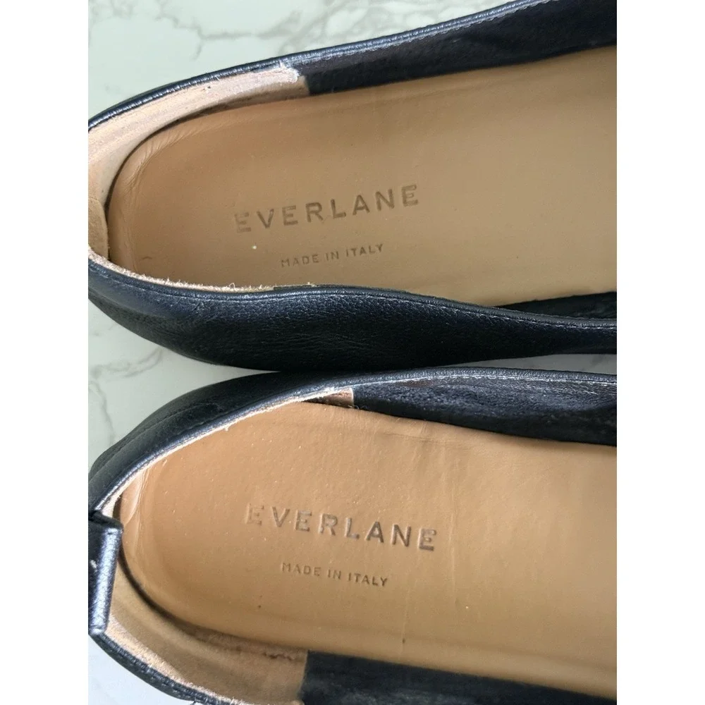 EVERLANE The Day Glove Flats Size 10 in Black Leather Shoes Vented Arch Support